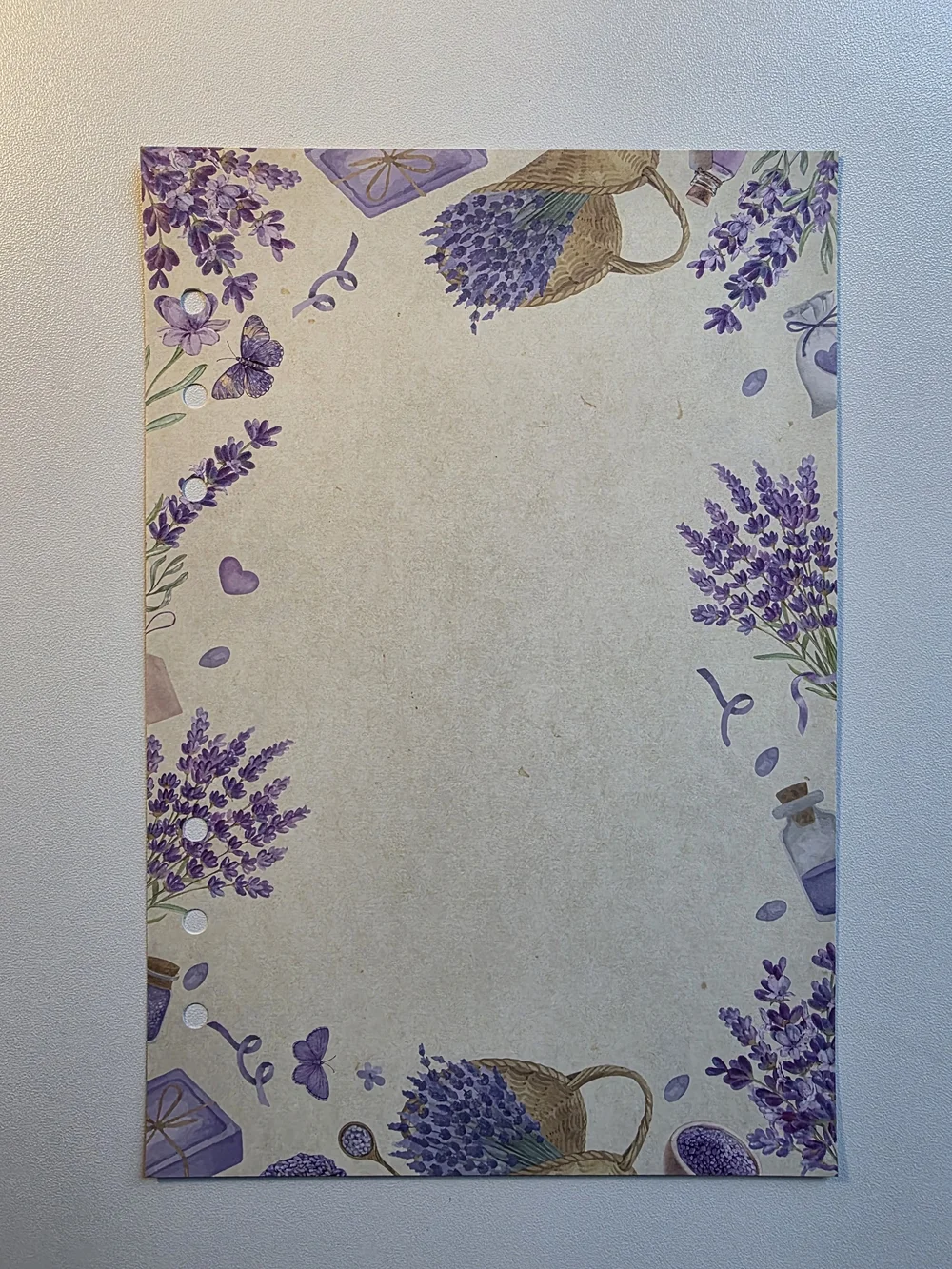 A5 Lavender Floral Lined Note Paper Set - Purple